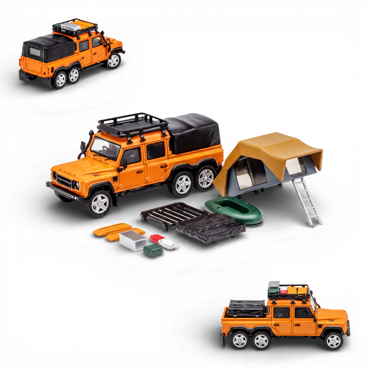 GCD Land Rover Defender 6x6 Orange Camping Modified 1:64 - Image 1