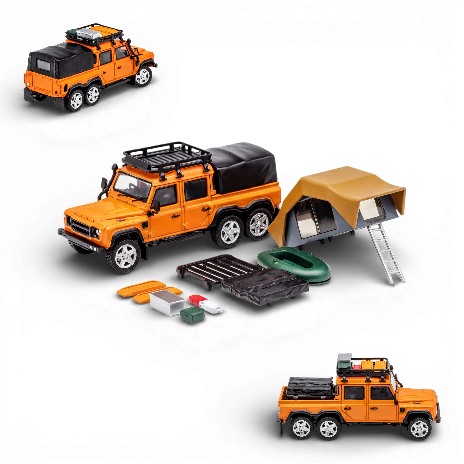 GCD Land Rover Defender 6x6 Orange Camping Modified 1:64 - Image 1