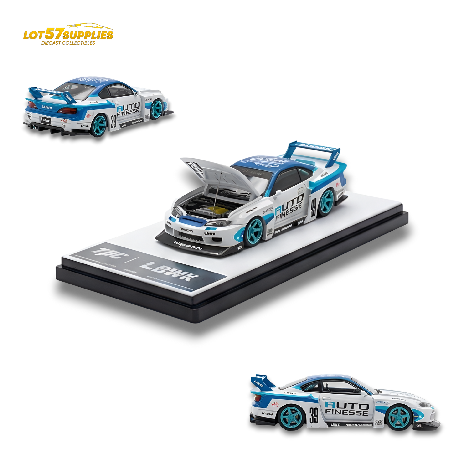 TPC Silvia S15 LBWK Blue - White 1:64 - Image 1