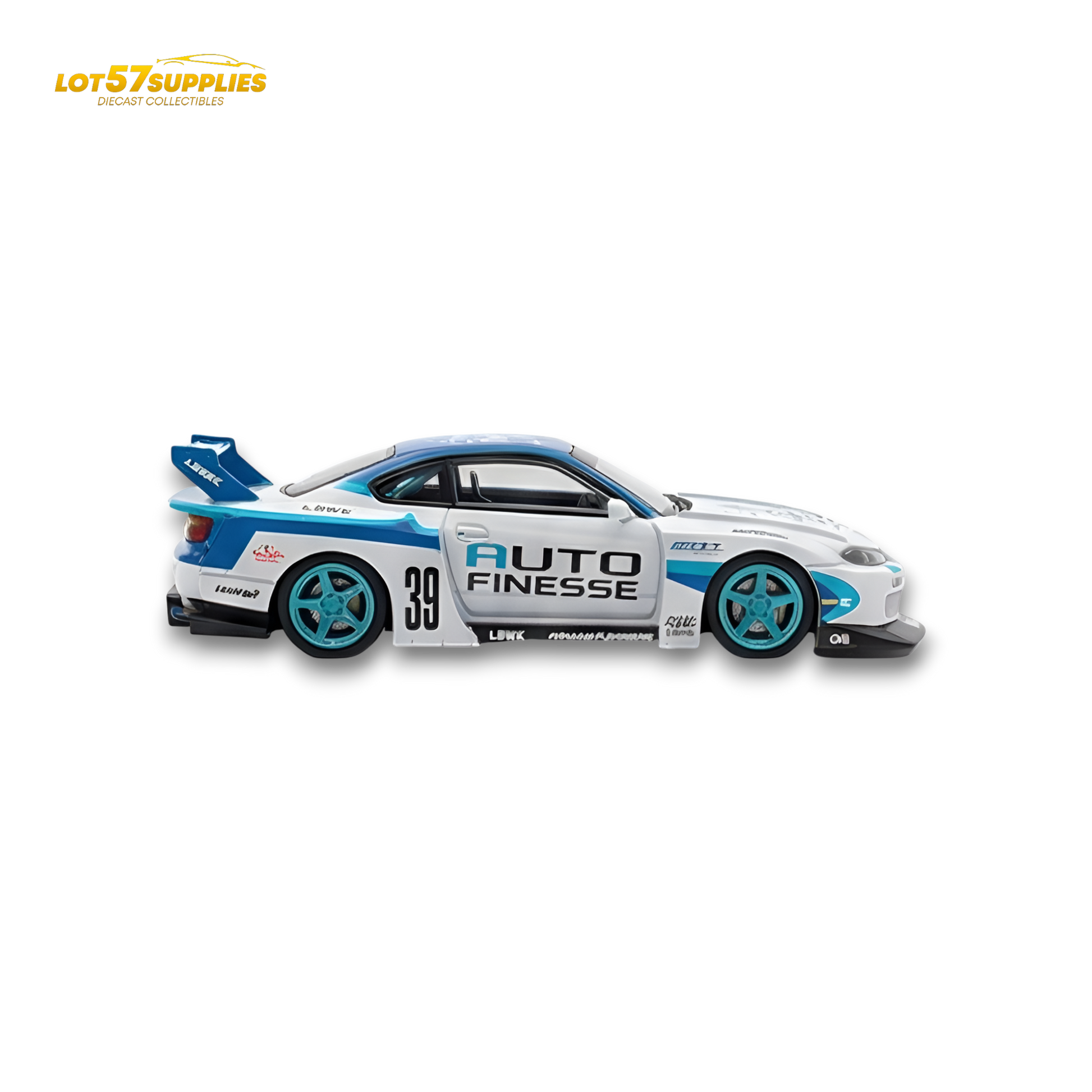 TPC Silvia S15 LBWK Blue - White 1:64 - Image 4