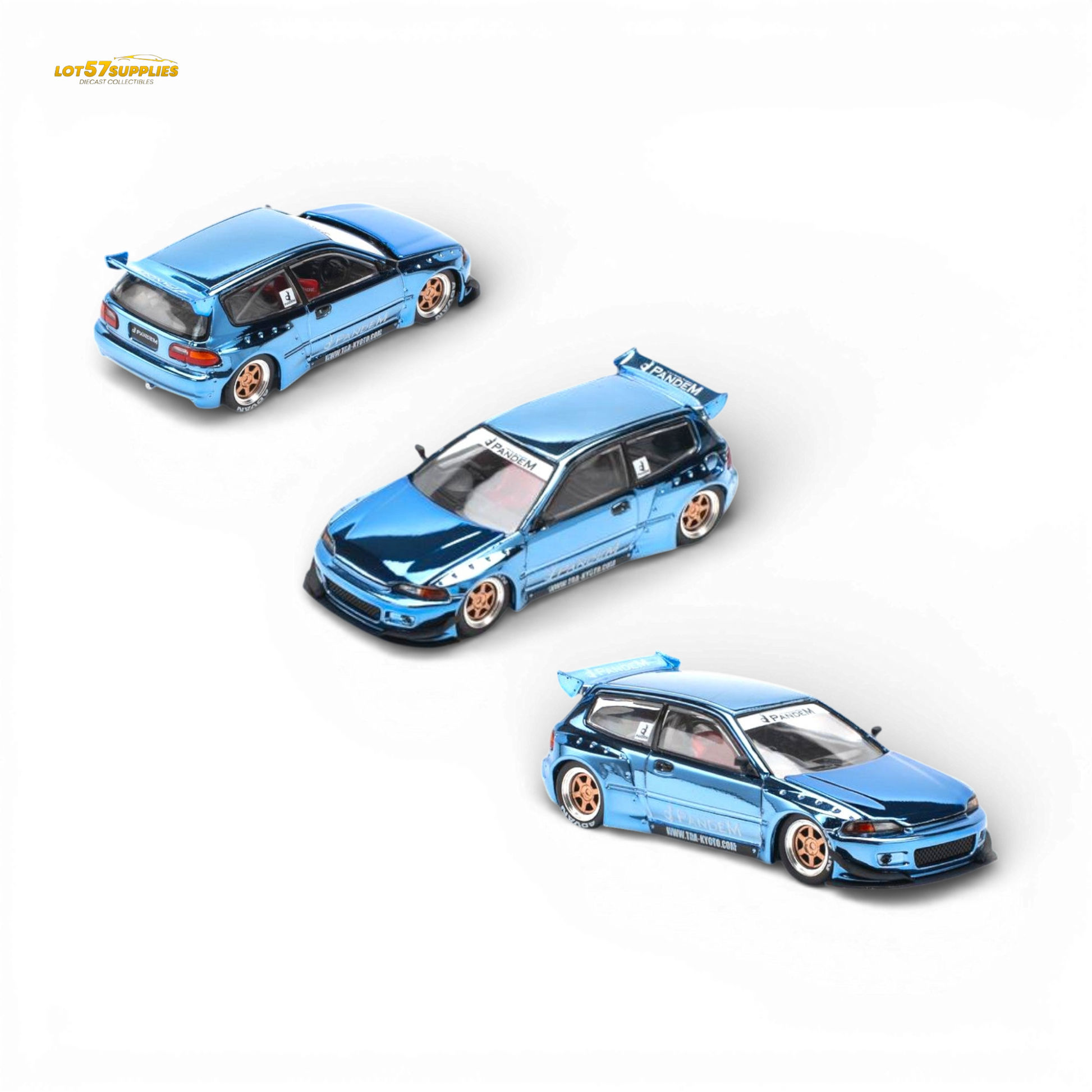 Pop Race Pandem Civic EG6 Blue Chrome 1:64 - Image 1