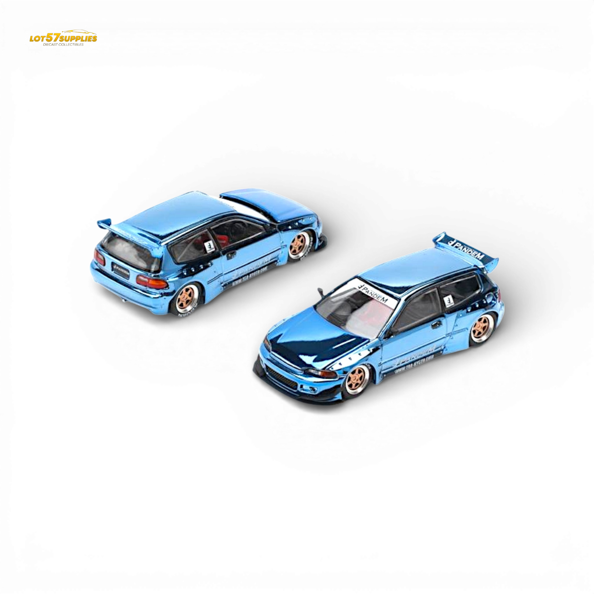 Pop Race Pandem Civic EG6 Blue Chrome 1:64 - Image 3
