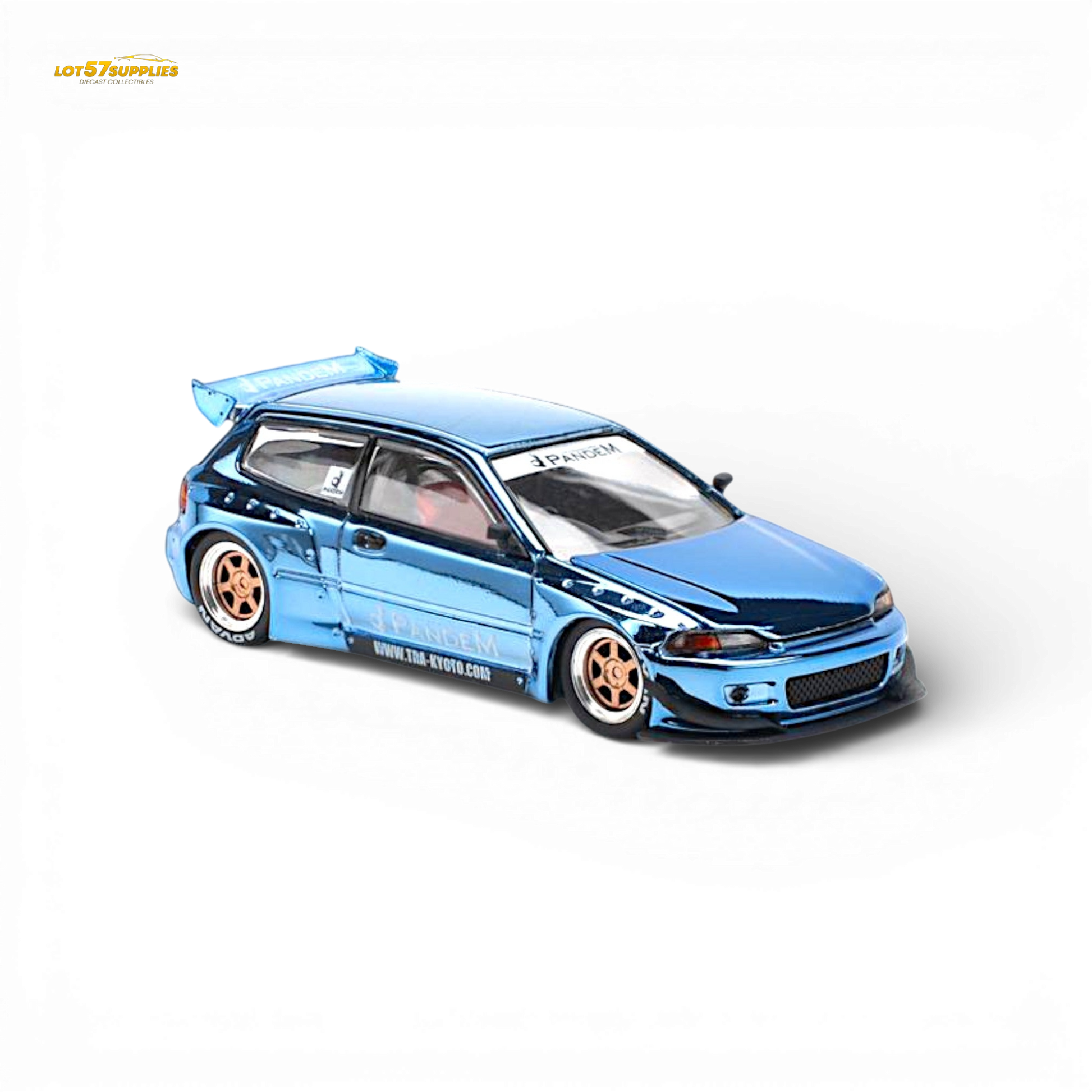 Pop Race Pandem Civic EG6 Blue Chrome 1:64 - Image 4