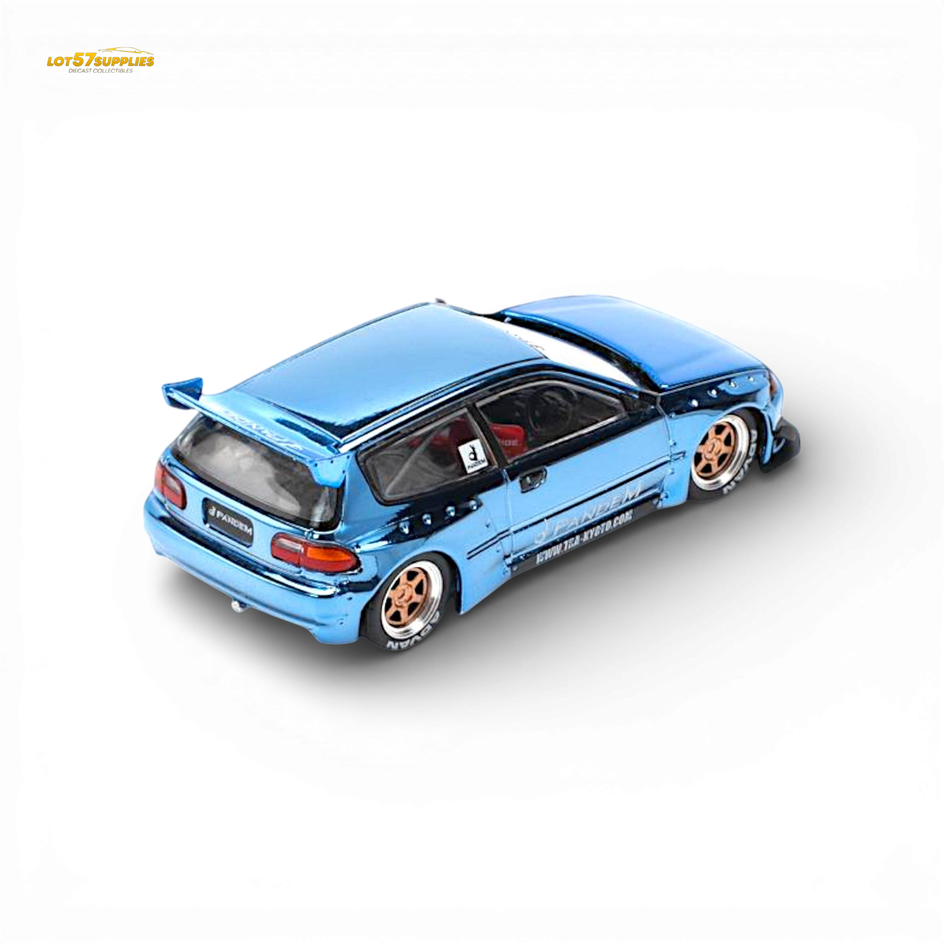 Pop Race Pandem Civic EG6 Blue Chrome 1:64 - Image 5