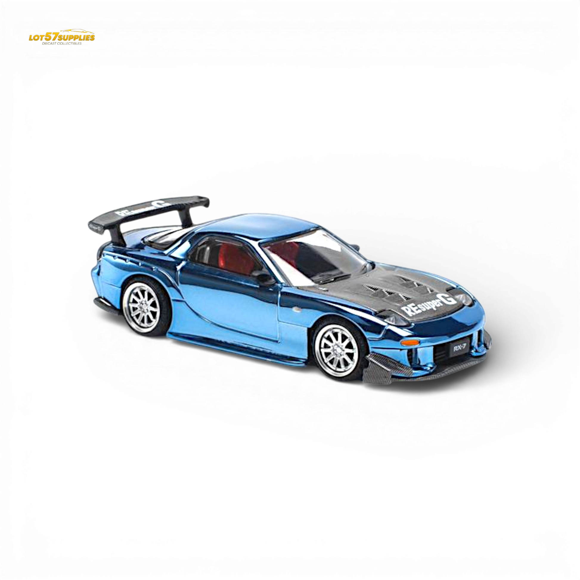 Pop Race Mazda RX-7 Re-Amemiya Blue Chrome 1:64 - Image 2
