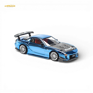 Pop Race Mazda RX-7 Re-Amemiya Blue Chrome 1:64 - Image 2