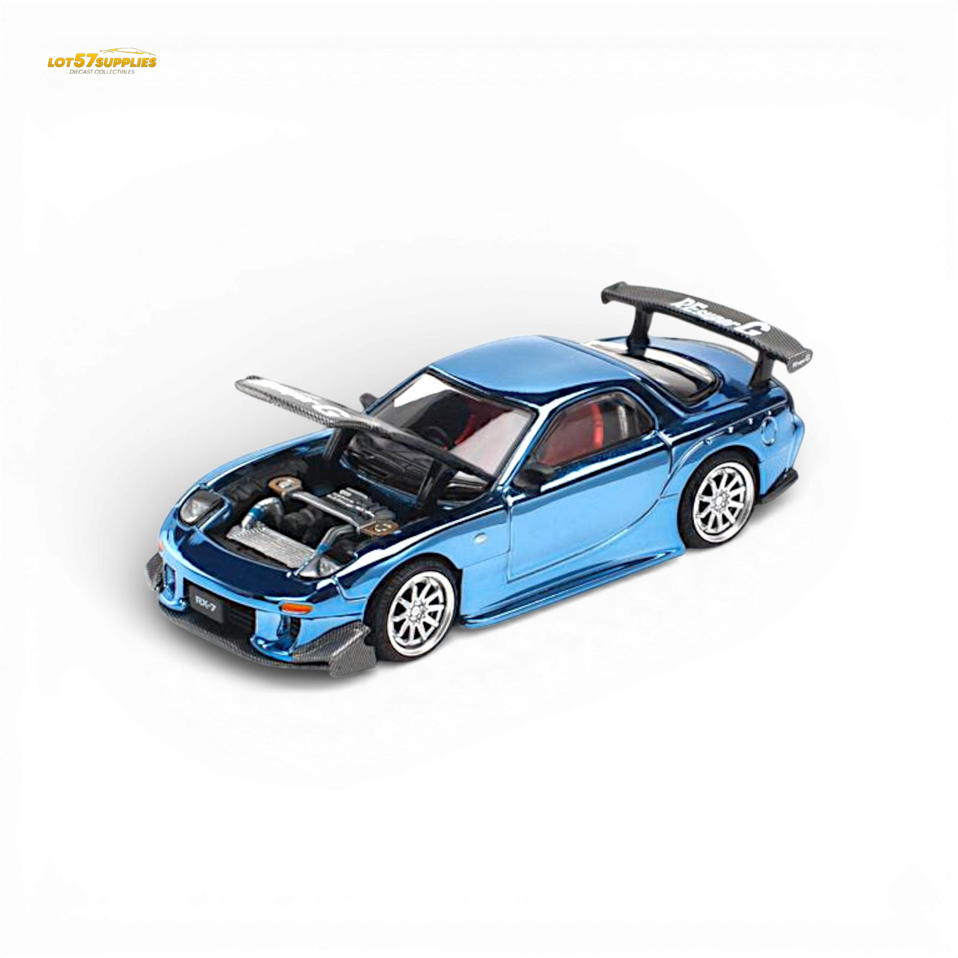 Pop Race Mazda RX-7 Re-Amemiya Blue Chrome 1:64 - Image 4