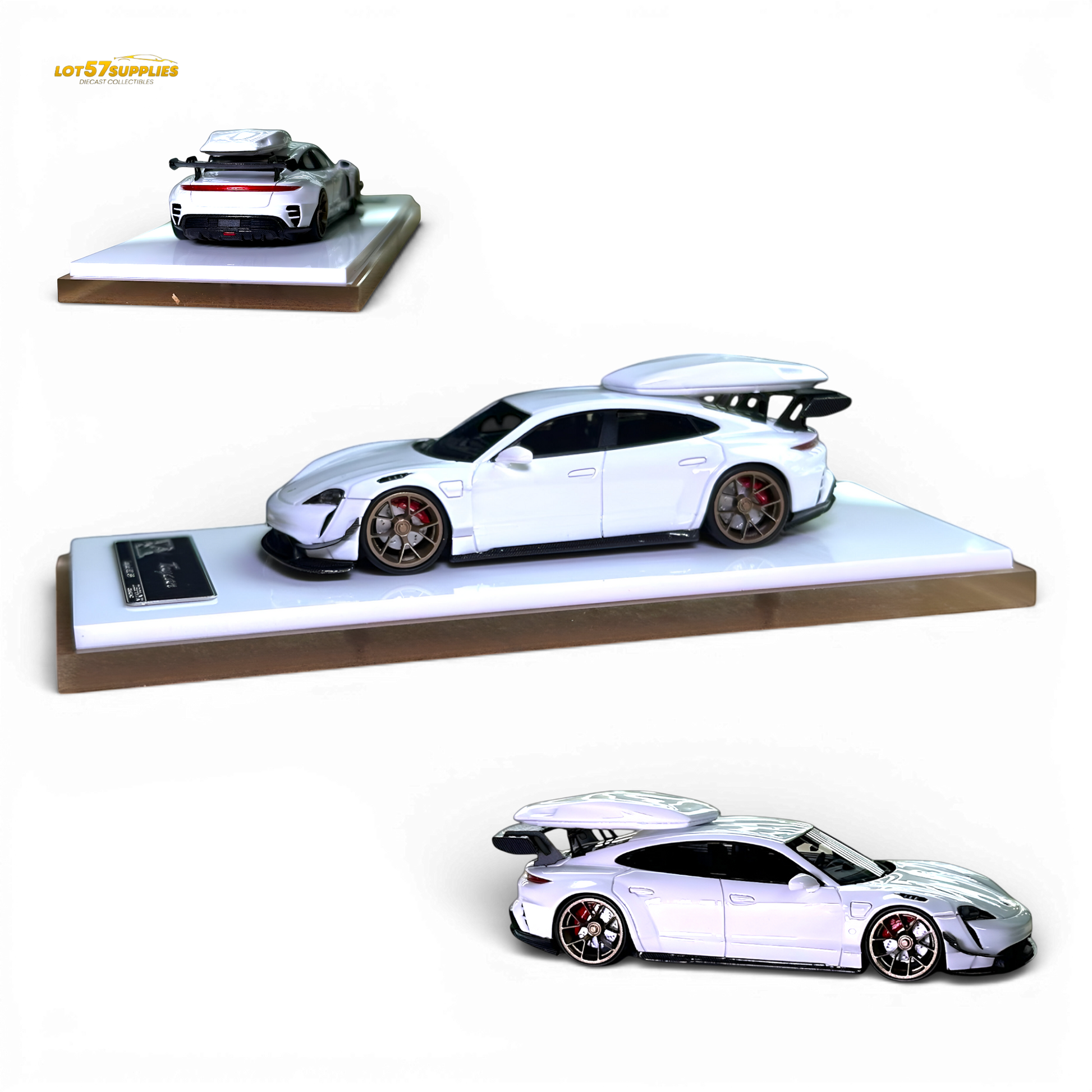 Error404 Porsche Taycan White with Roof Box 1:64 - Image 1