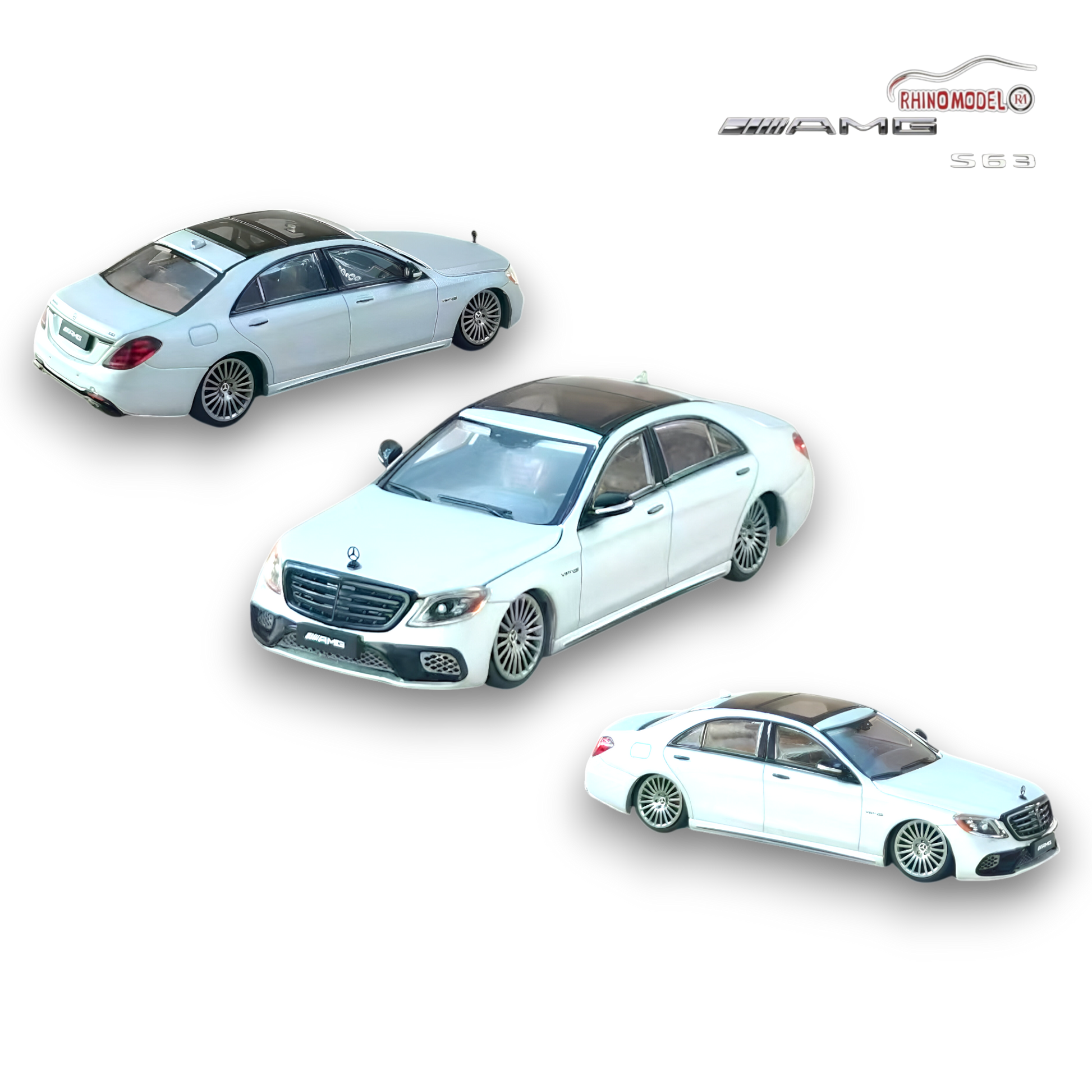 Rhino Model AMG S63 S Class W222 Matte Silver 1:64 - Image 1