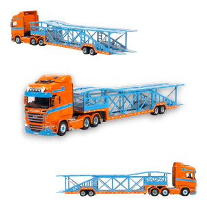 Flame Scania Car Carrier Blue & Orange 1:64 - Image 2
