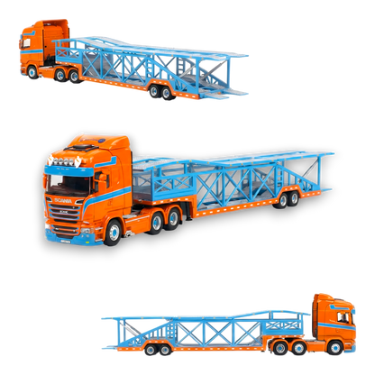 Flame Scania Car Carrier Blue & Orange 1:64 - Image 2