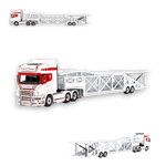 (Pre-Order) Flame Scania Car Carrier Transport Truck Red White 1:64 - Limited to 299 Pcs - Image 1