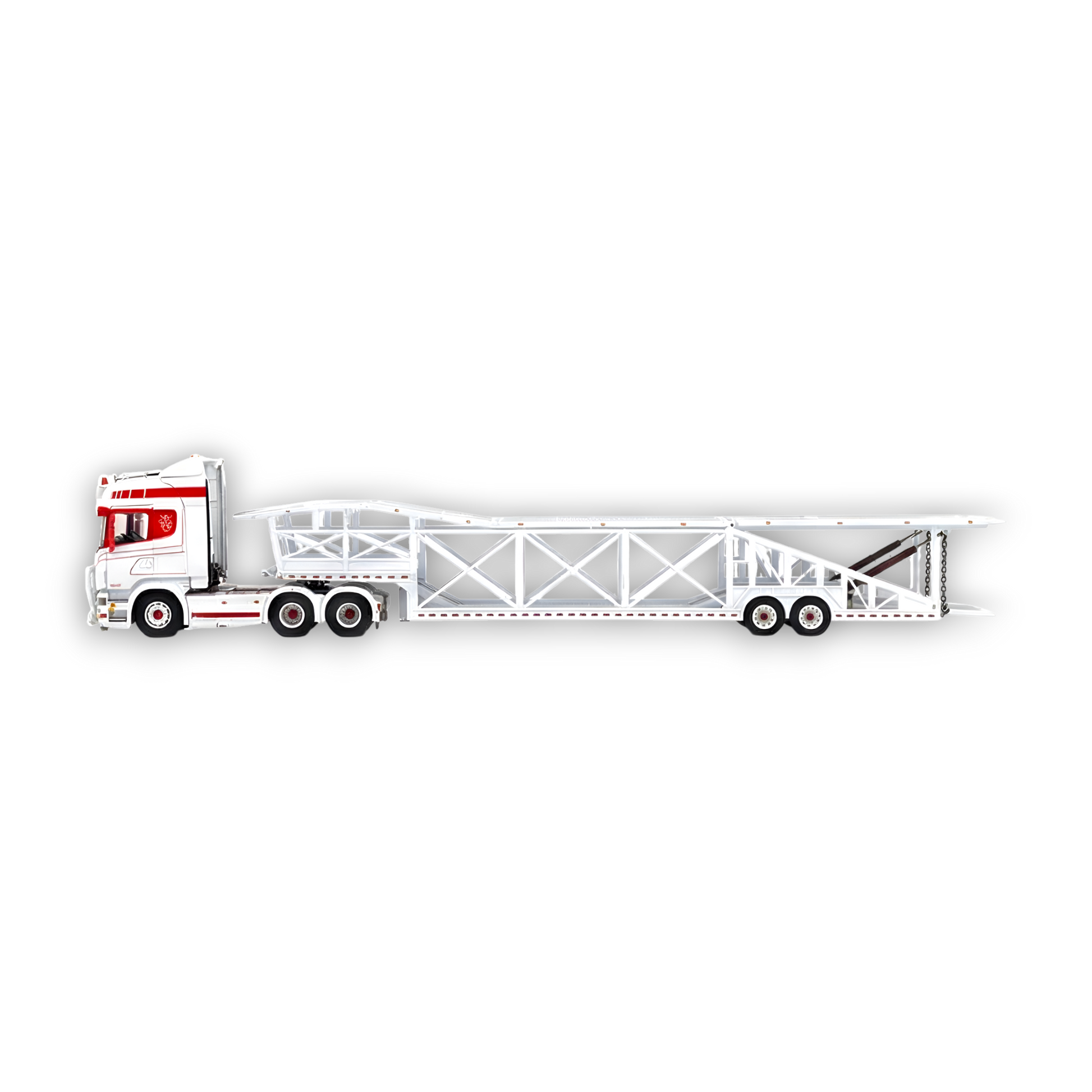(Pre-Order) Flame Scania Car Carrier Transport Truck Red White 1:64 - Limited to 299 Pcs - Image 3
