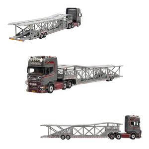 Flame Scania Car Carrier Transport Truck Grey Red 1:64 - Limited to 299 Pcs - Image 1