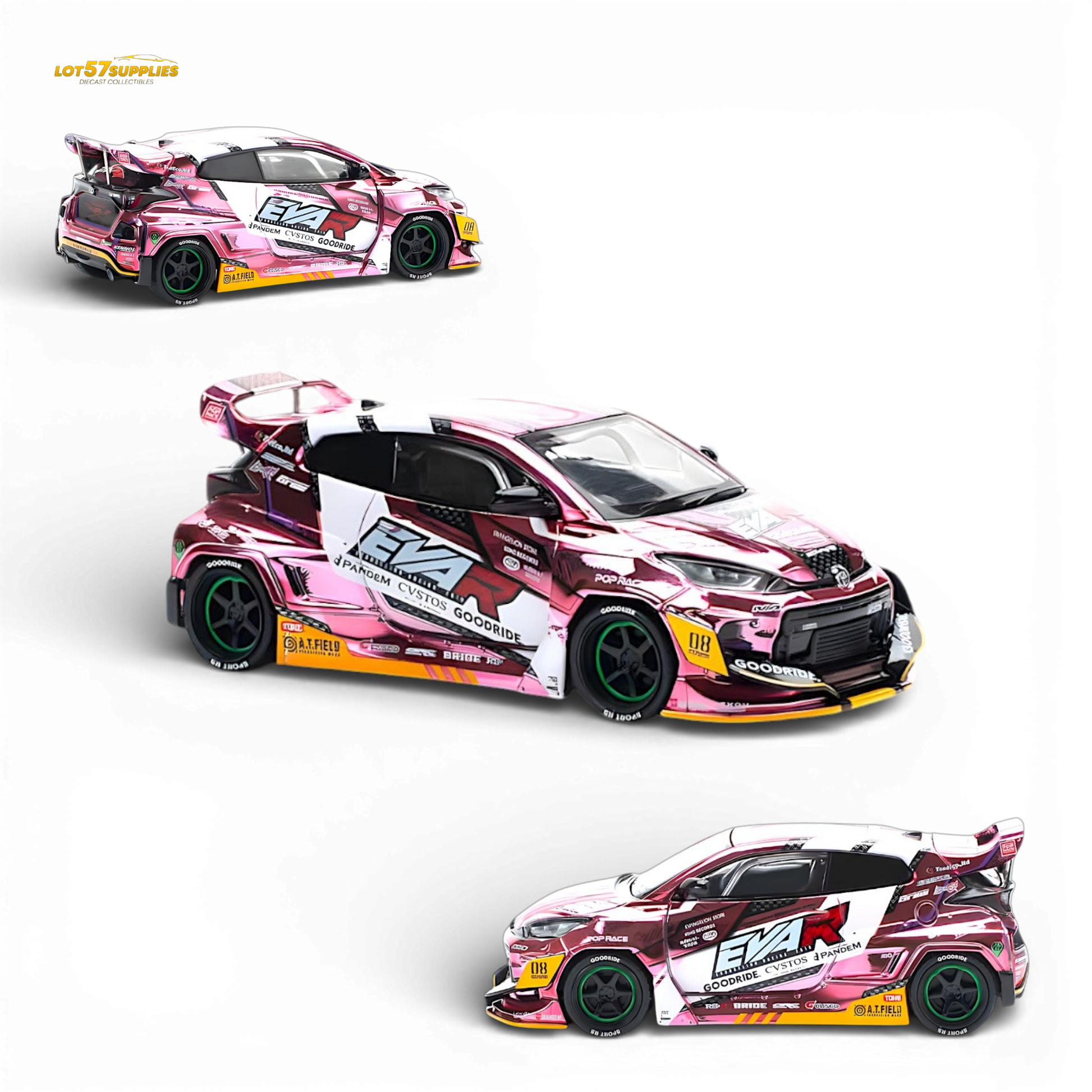 (Pre-Order) PopRace Toyota GR YARIS Pink EVA RT Production Model 1:64 - Image 1