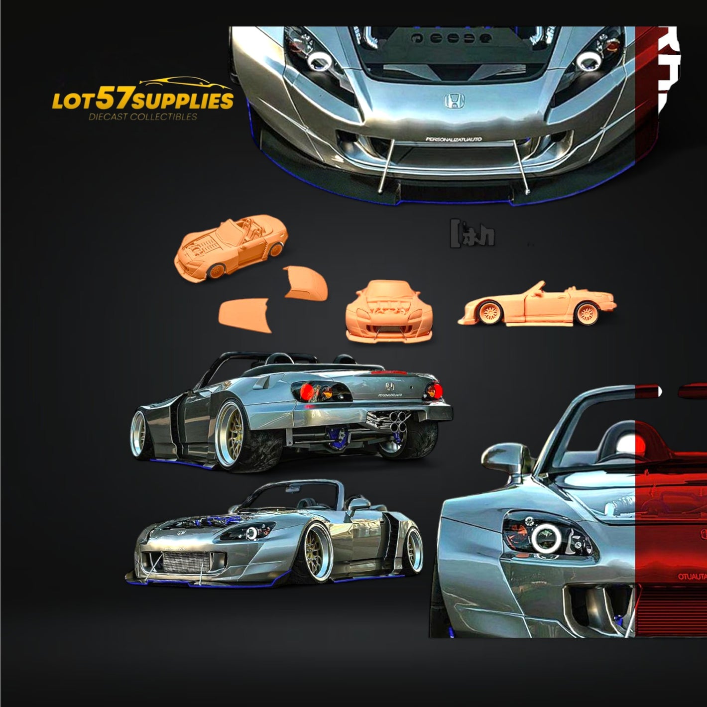 (Pre-Order) Rhino Model RM 1:64 Honda S2000 Wide-Body Roadster Silver