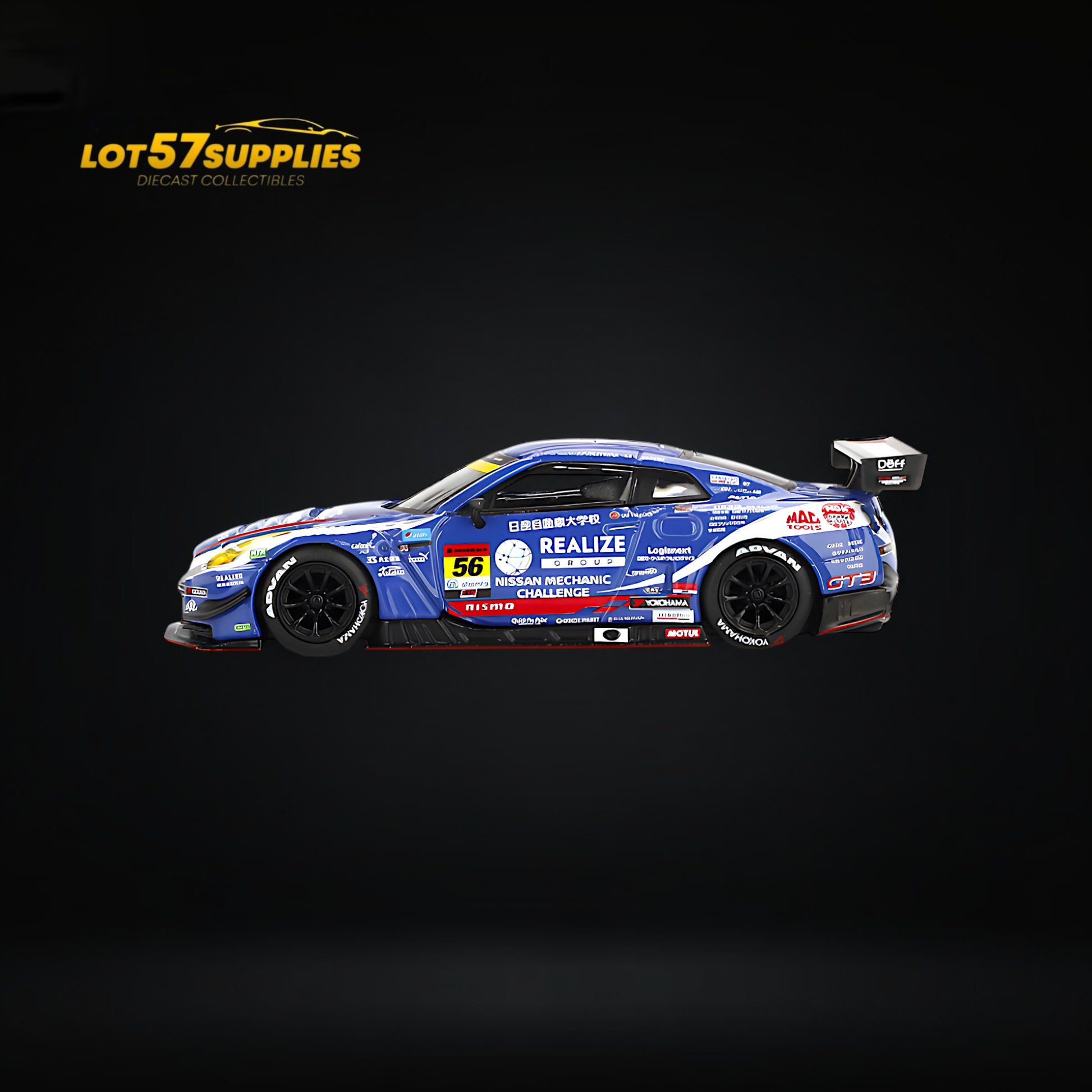 Mini-GT Nissan GT-R Nismo GT3 #56 "REALIZE MECHANIC CHALLENGE GT-R" 2023 SUPER GT SERIES #859 1:64