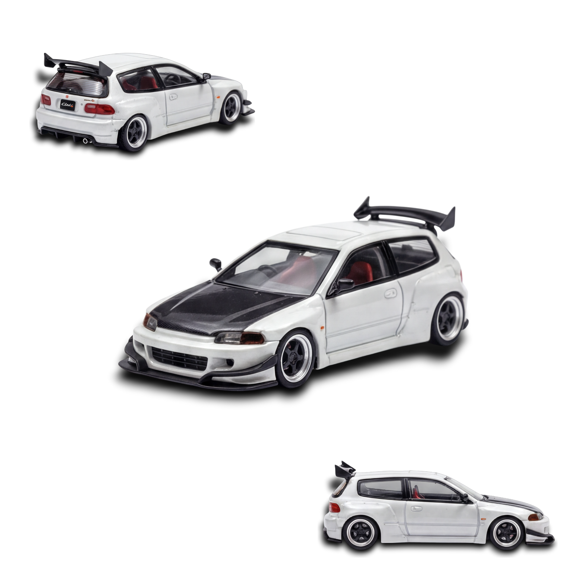 YM Model Honda Civic EG4 White Carbon 1:64 - Image 1