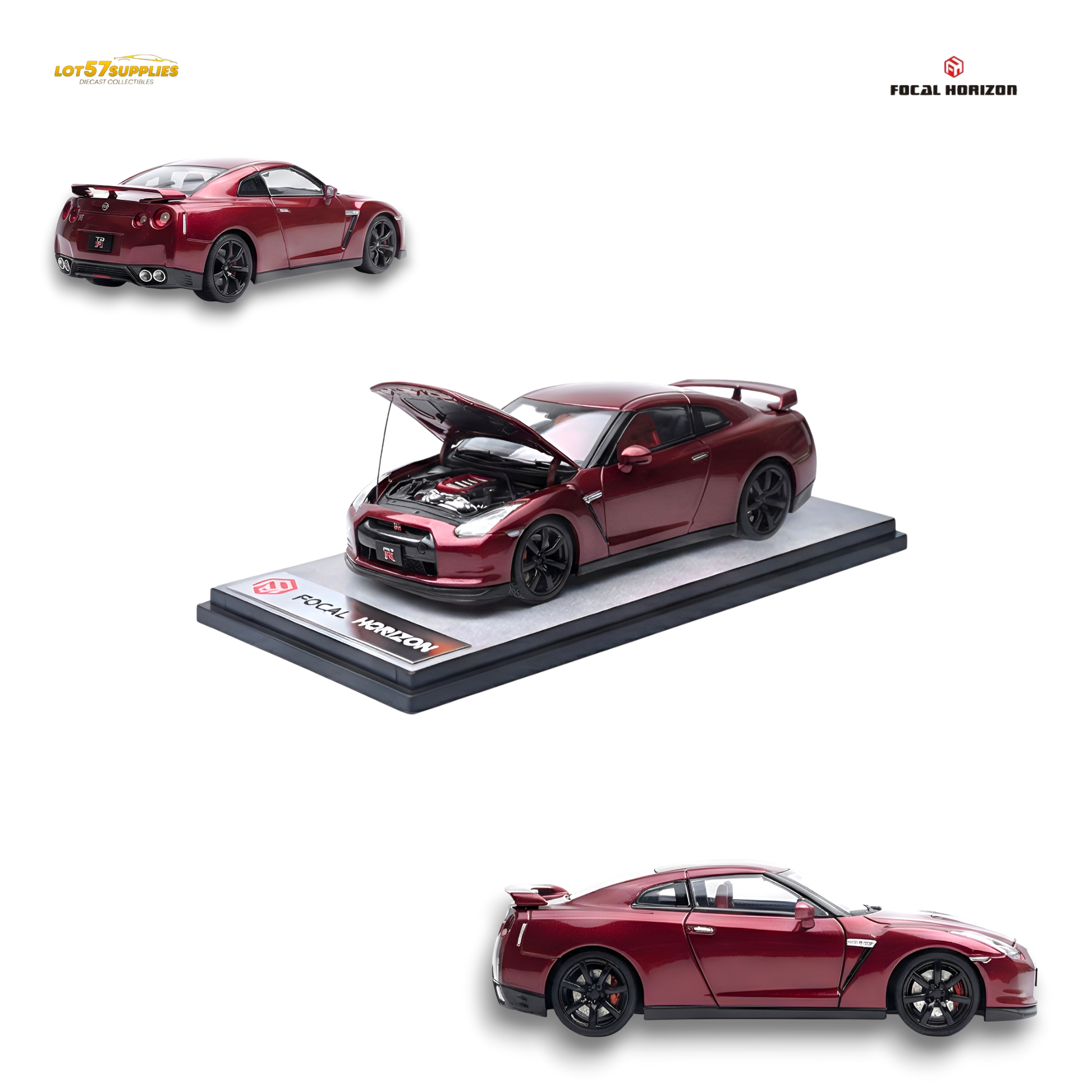 (Pre-Order) Focal Horizon Nissan GT-R R35 - Burgundy Red 1:64 - Image 5