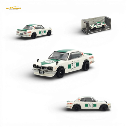 Inno64 Nissan Skyline 2000 GT-R KPGC10 #50 Green | White Malaysia Expo 1:64 - Image 1