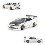 (Pre-Order) 404ERROR Nissan Skyline R34 Modified - Pearl White Carbon Hood 1:64 - Image 1
