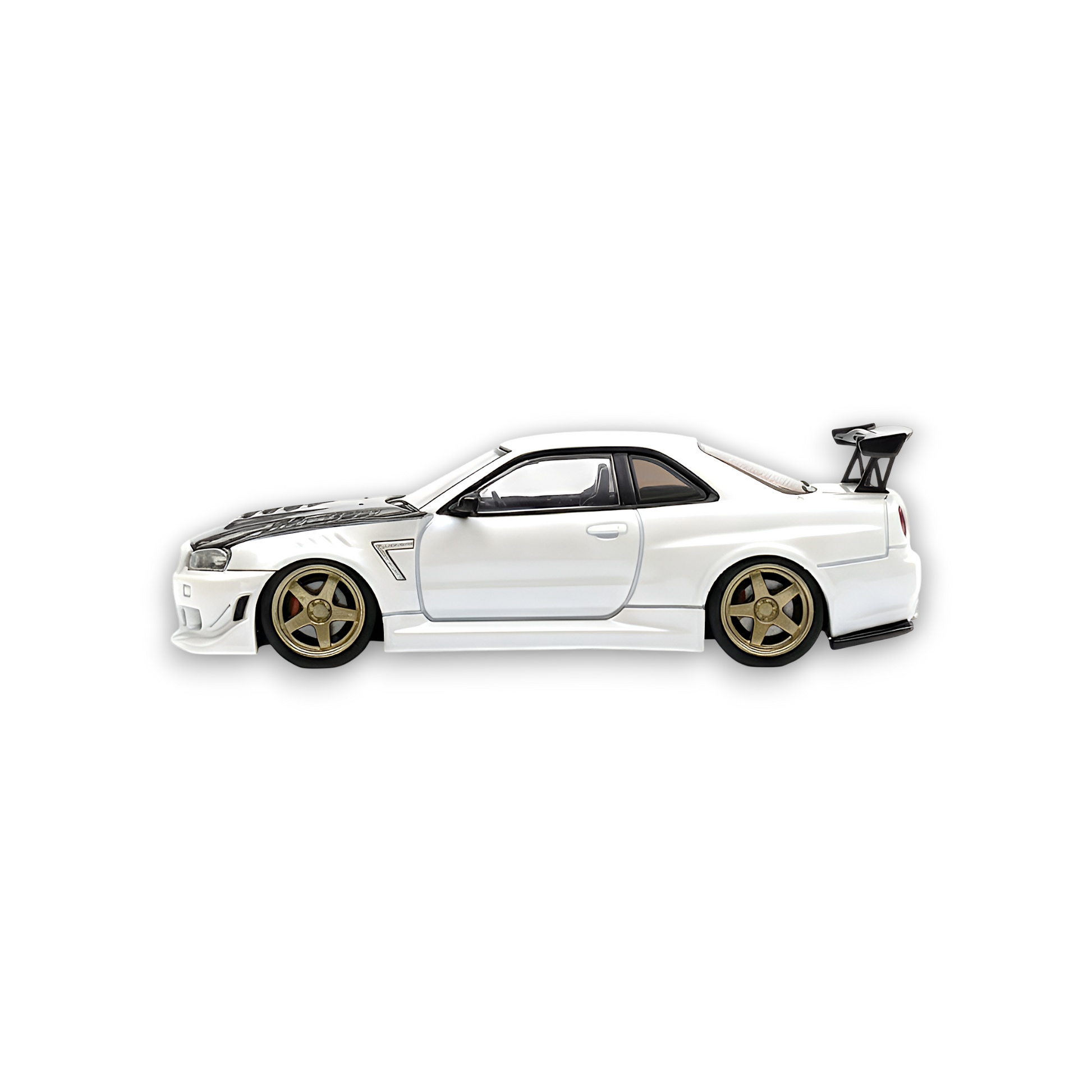 (Pre-Order) 404ERROR Nissan Skyline R34 Modified - Pearl White Carbon Hood 1:64 - Image 3