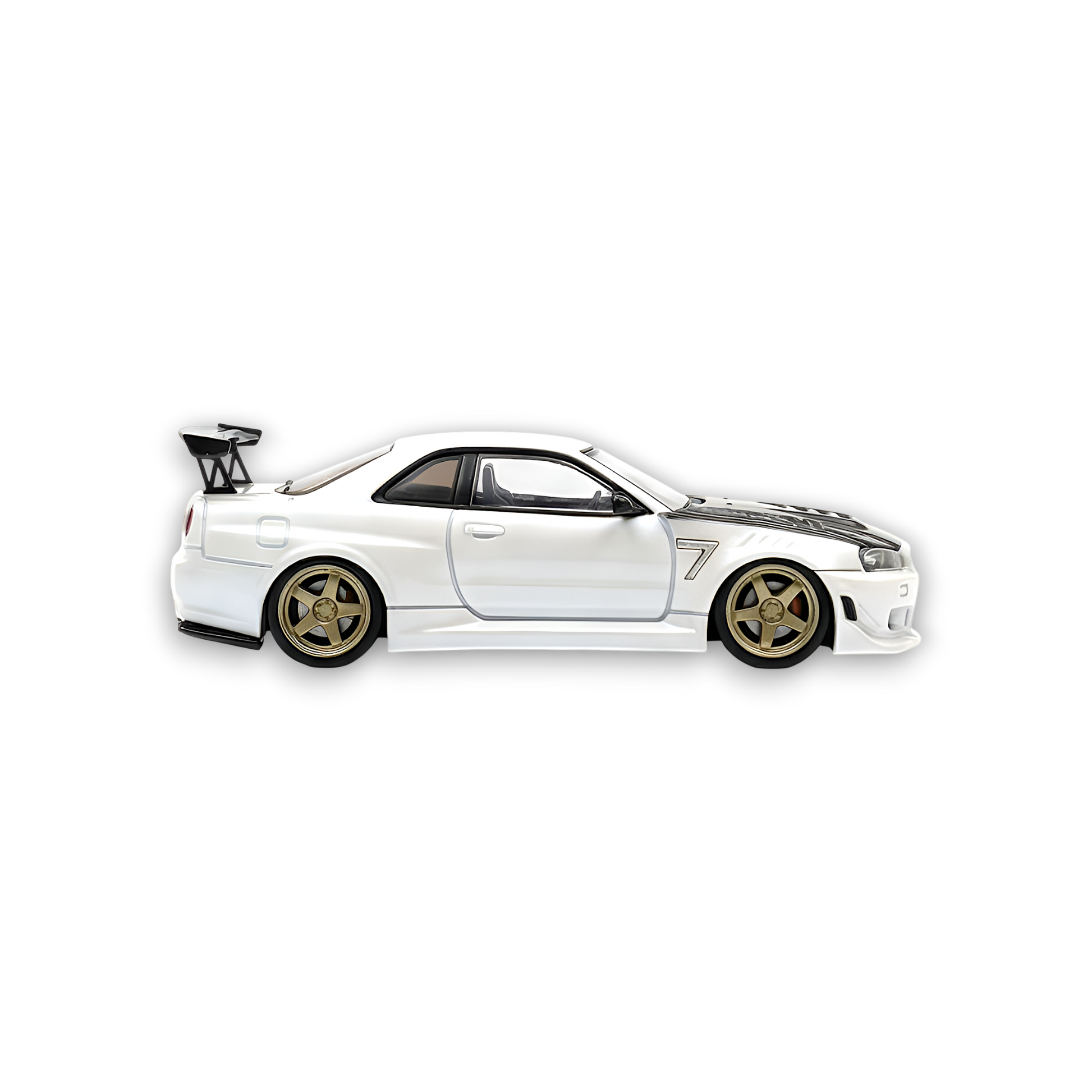 (Pre-Order) 404ERROR Nissan Skyline R34 Modified - Pearl White Carbon Hood 1:64 - Image 4