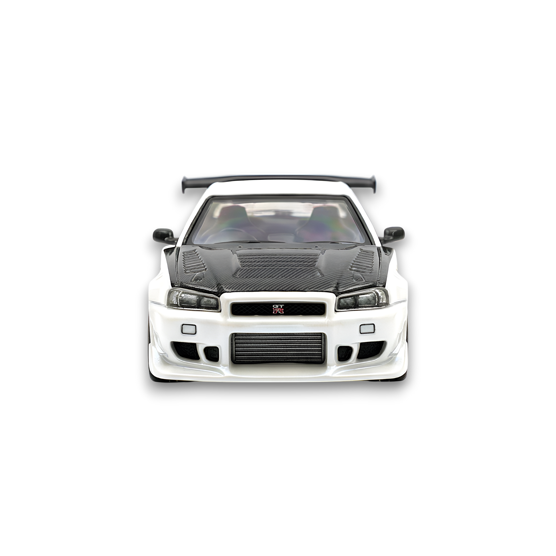 (Pre-Order) 404ERROR Nissan Skyline R34 Modified - Pearl White Carbon Hood 1:64 - Image 5