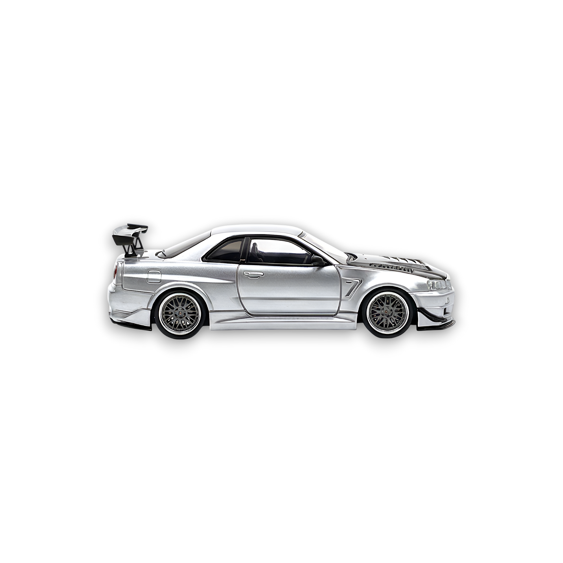 (Pre-Order) 404ERROR Nissan Skyline R34 Modified - Silver Carbon Hood 1:64 - Image 3