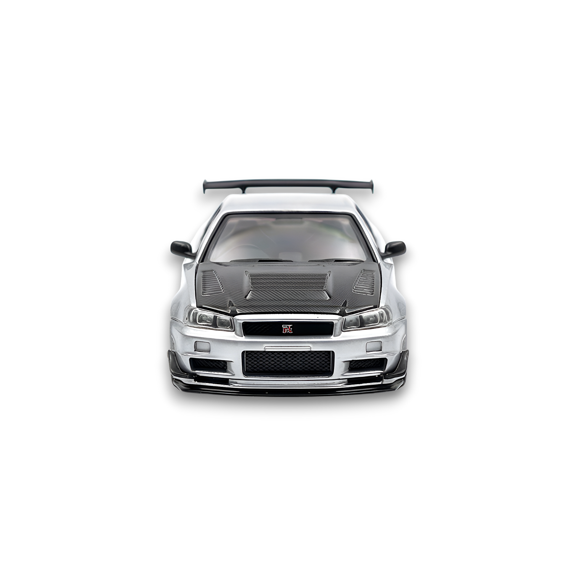 (Pre-Order) 404ERROR Nissan Skyline R34 Modified - Silver Carbon Hood 1:64 - Image 4