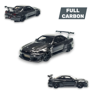 (Pre-Order) 404ERROR Nissan Skyline R34 Modified - Black Full Carbon 1:64 - Image 1