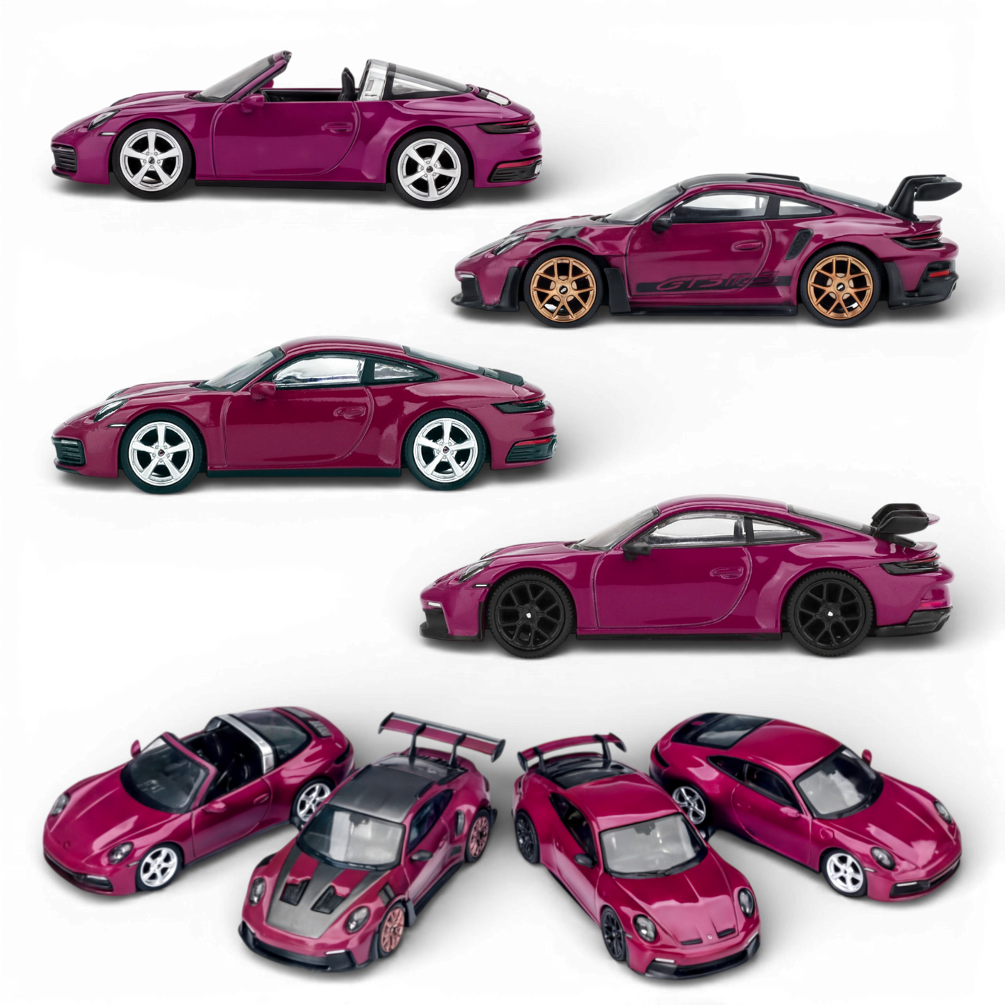(Pre-Order) Mini GT Porsche 911 (992.1) Rubystone Red Set 1:64 - Image 1
