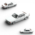 DCM BMW E32 7-Series Sedan - White Lowride 1:64 - Image 1