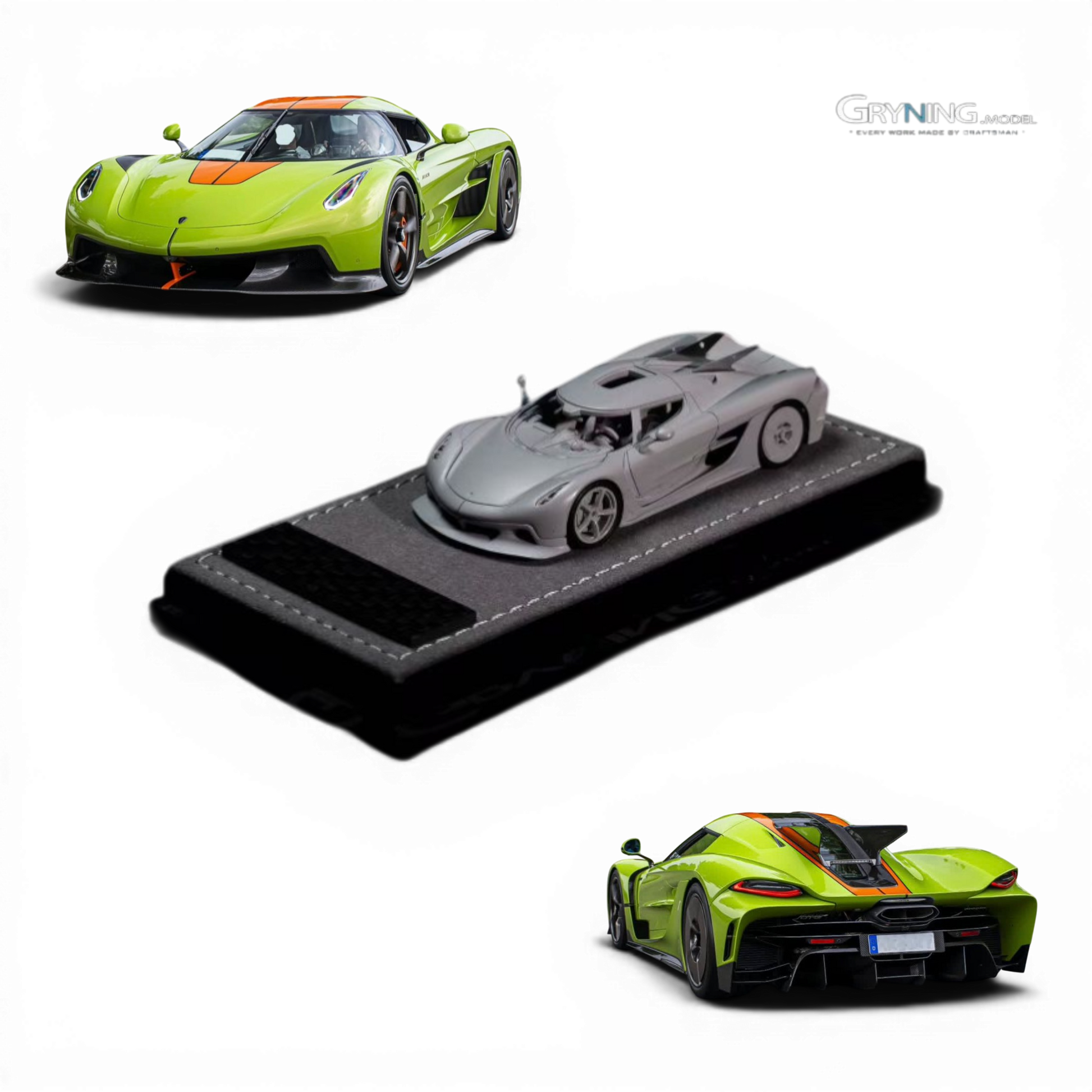 (Pre-Order) GRYNING Koenigsegg Jesko Absolut - Jesko Green-Sweet Mandarin 1:64 - Image 1