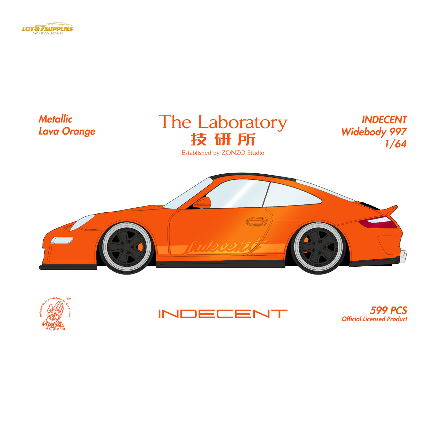 (Pre-Order) The Laboratory x ZONZO Porsche 997 Indecent - Metallic Lava Orange 1:64