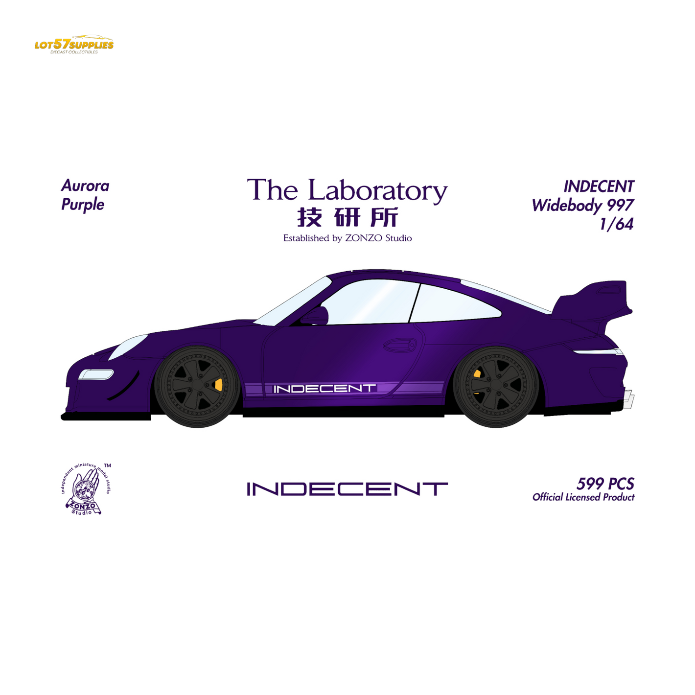(Pre-Order) The Laboratory x ZONZO Porsche 997 Indecent - Aurora Purple 1:64