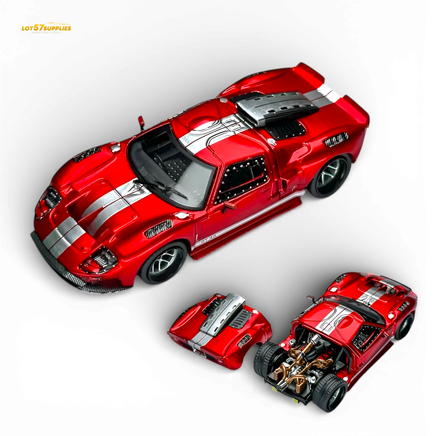 (Pre-Order) Rhino Model RM Ford GT40 - Transparent Red 1:64