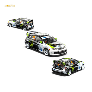 DCM Mini Station 2008 Subaru Impreza WRX STI Rally Block43 Monster 1:64 Diecast Model