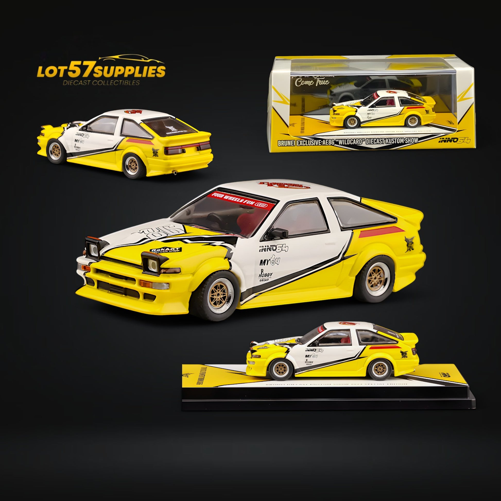 Inno64 Toyota Sprinter Trueno AE86 BRUNEI DIECAST KUSTOM SHOW 24' 1:64