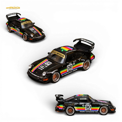 SW RWB 964 Wide-Body Black Apple 1:64 scale diecast model car multiple angles