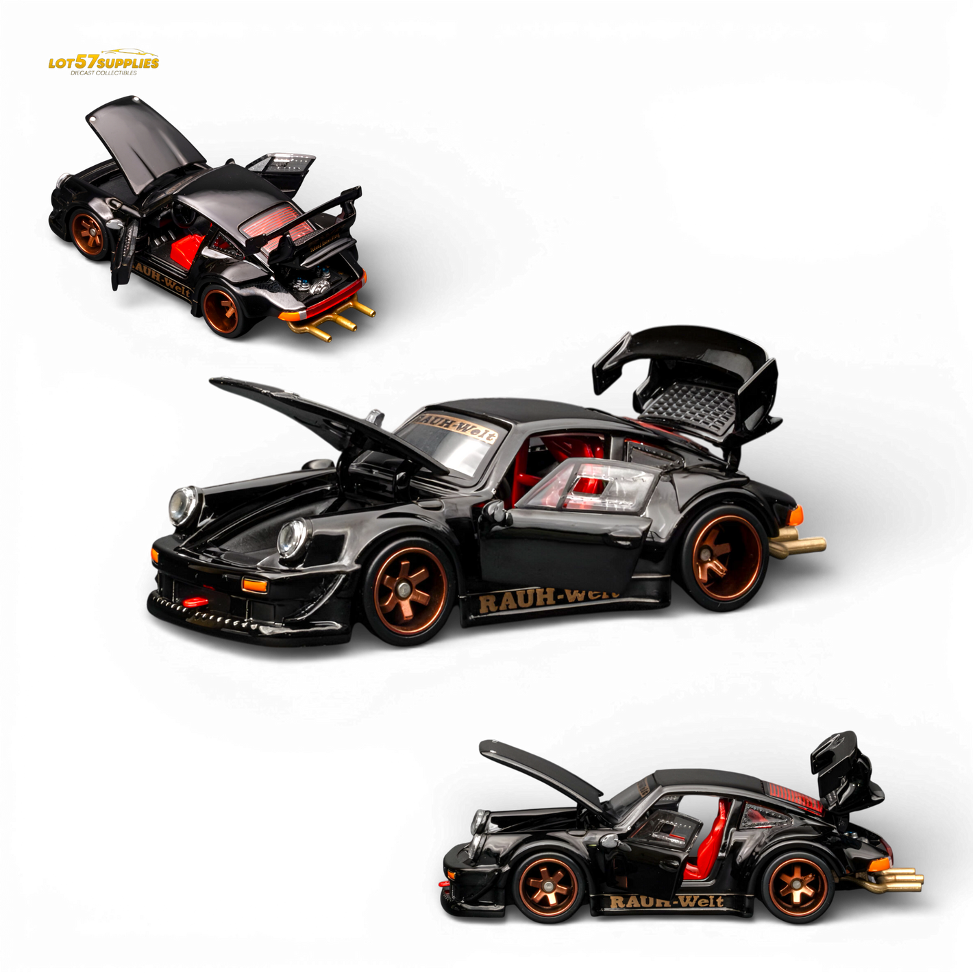 FG RWB930 Fully Open - Black 1:64 Diecast Model Car