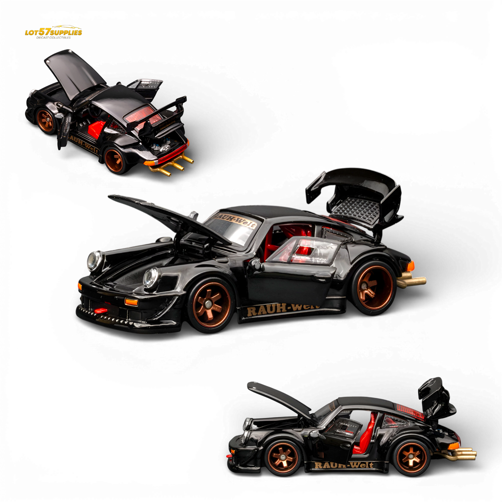 FG RWB930 Fully Open - Black 1:64 Diecast Model Car
