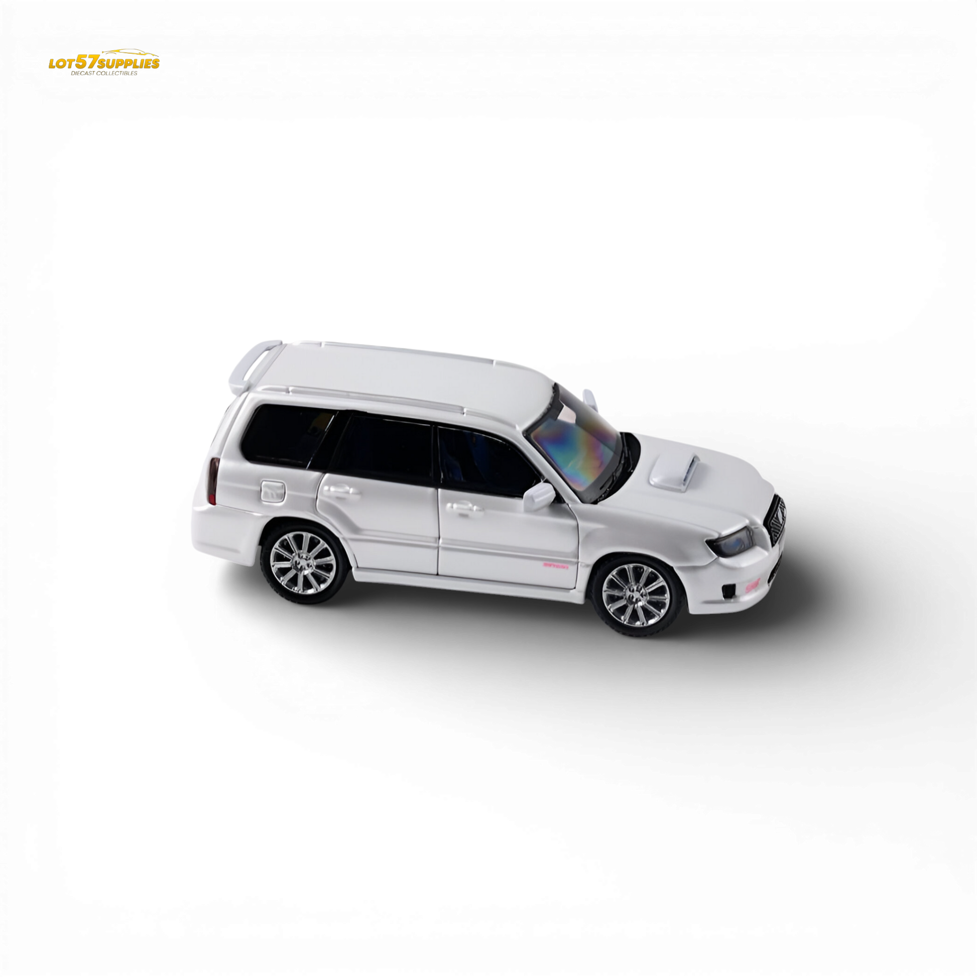 Fiberrun Subaru Forester SG9 Metallic White 1:64 Scale Diecast Model Front Quarter View