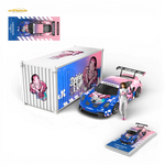 MD & LUCKRACE Porsche 911 GT3 Crazy Octopus Blue Pink 1:64 Scale Diecast Model Container Set with Figure
