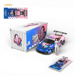 MD & LUCKRACE Porsche 911 GT3 Crazy Octopus Blue Pink 1:64 Scale Diecast Model Container Set with Figure