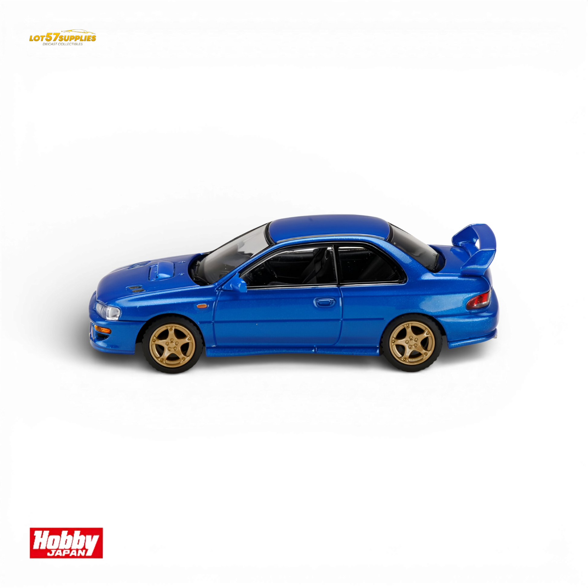 Hobby Japan Subaru Impreza WRX Type R STI Sonic Blue Mica 1:64 Scale Diecast Model Side Profile