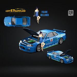 (Pre-Order) Cool Art Skyline R34 Blue #92 - With Figure 1:64