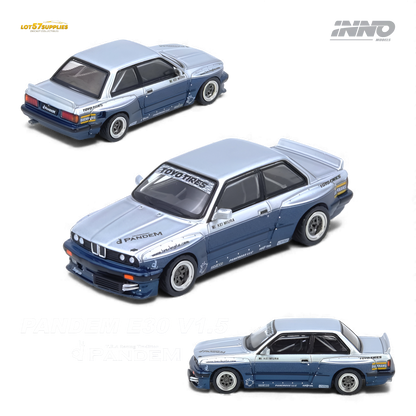 (Pre-Order) INNO64 PANDEM E30 M3 - Silver/Blue 1:64