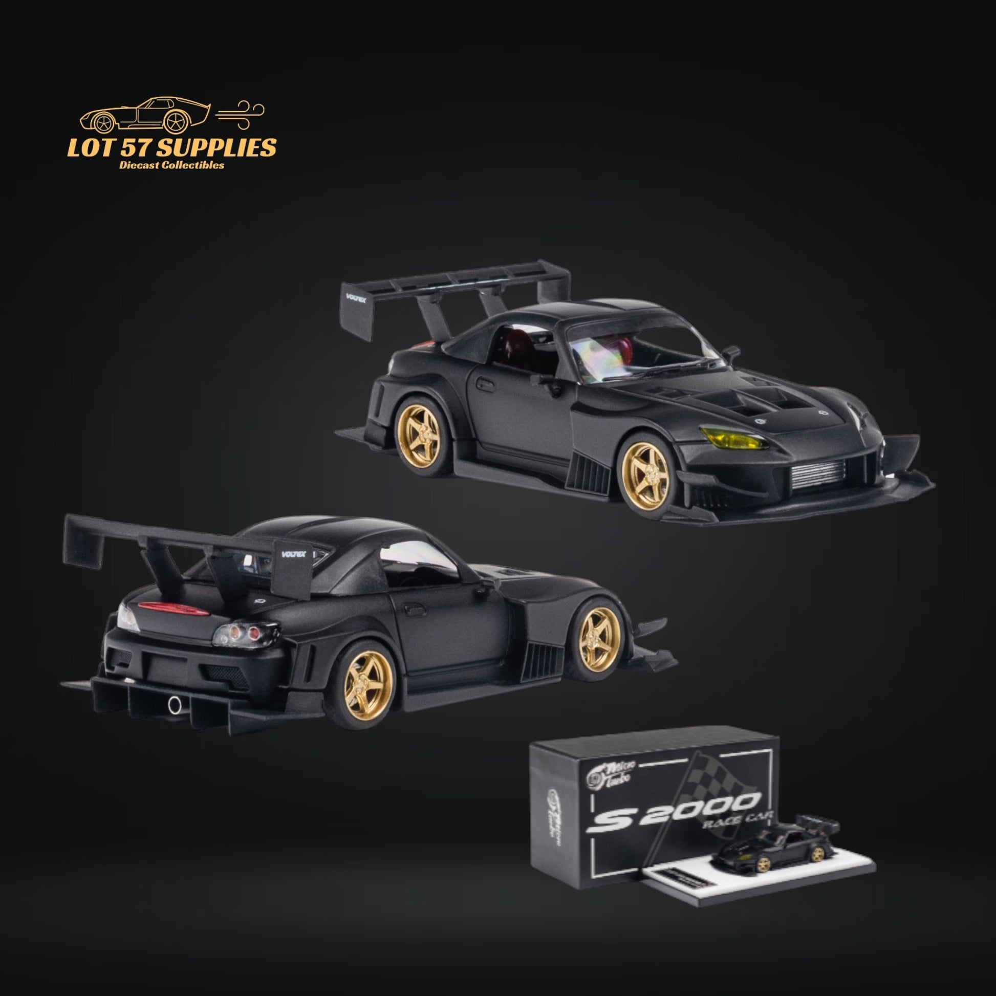 Microturbo Honda S2000 JS Racing Custom in Matte Black 1:64 MT6408A2