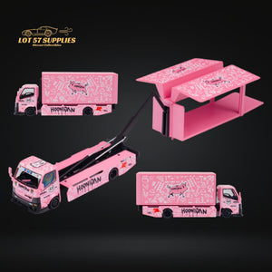 MicroTurbo HINO 300 Custom Box Truck in Pink #43 Livery 1:64 MT6404B5